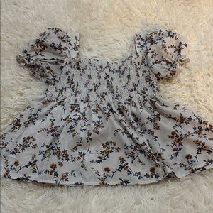 SHEIN Floral Smocked Puff Sleeve Blouse